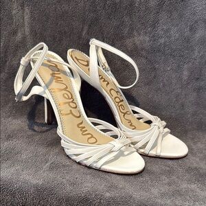 Sam Edelman White Strappy Heels with Ankle Buckle